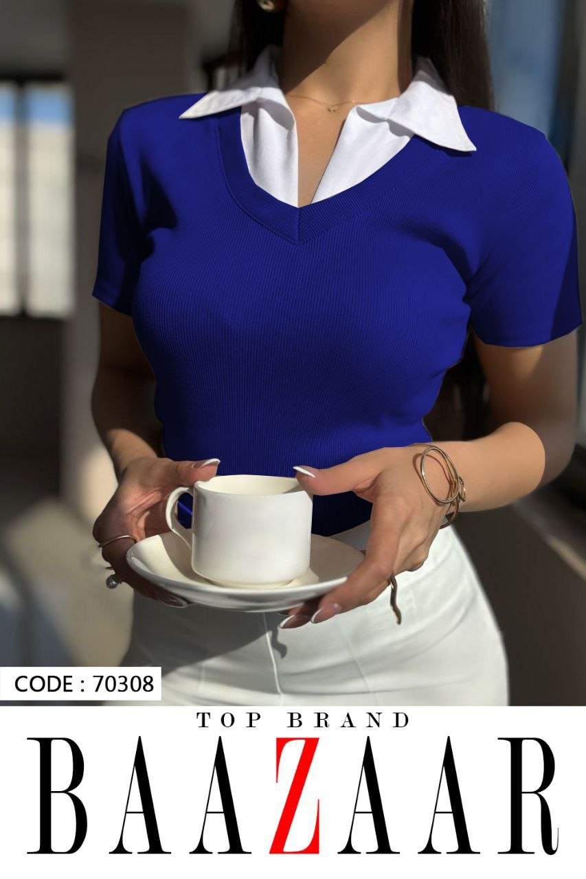 تیشرت تابستانی یقه سفید زنانه دخترانه