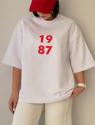 تیشرت باکسی زنانه مردانه نخ پنبه طرح 1978