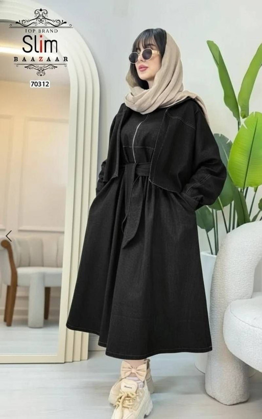 ست کت و سارافون زنانه جنس جین تنسل