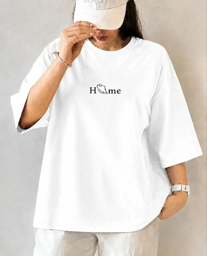 تیشرت باکسی زنانه و دخترانه طرح home