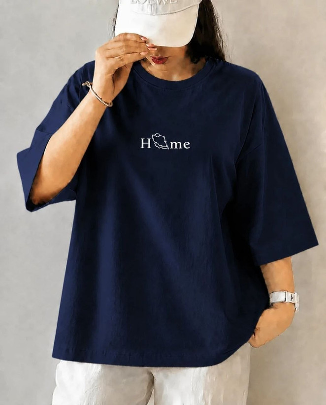 تیشرت باکسی زنانه و دخترانه طرح home