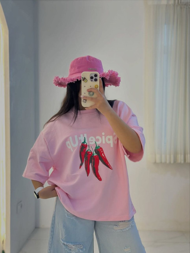 تیشرت باکسی زنانه و دخترانه طرح چهار فلفل