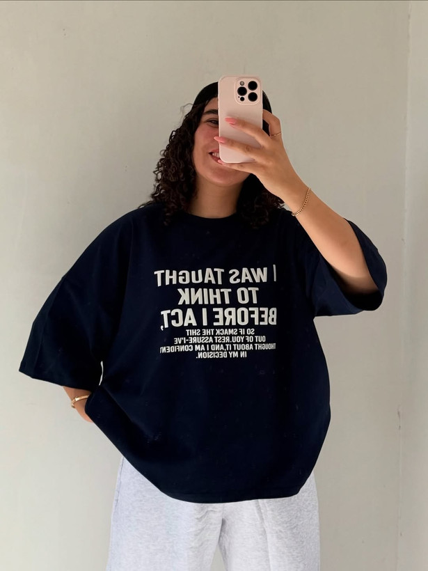 تیشرت باکسی زنانه و دخترانه طرح l was