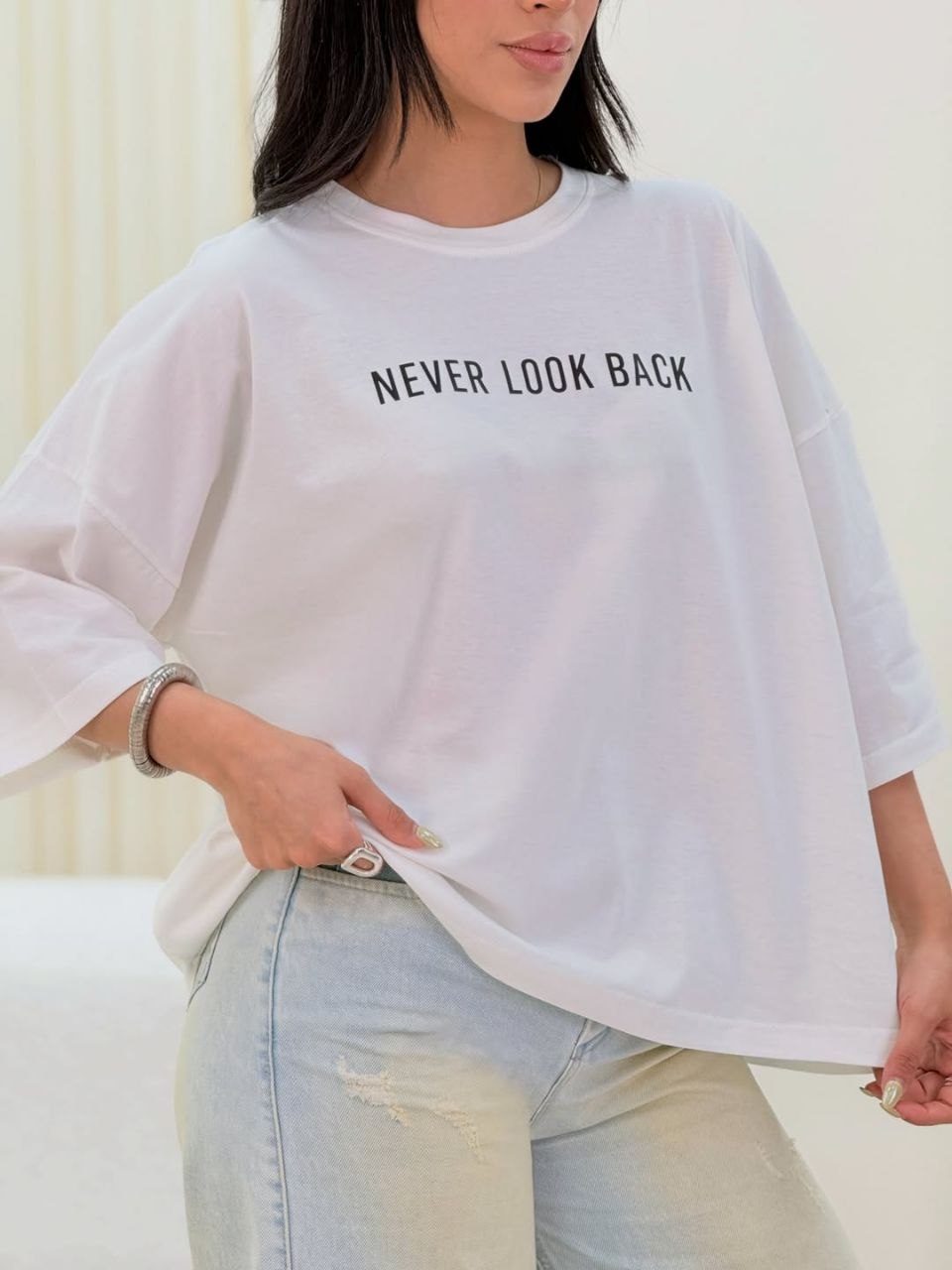 تیشرت باکسی زنانه و دخترانه طرح Never