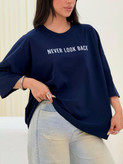 تیشرت باکسی زنانه و دخترانه طرح Never