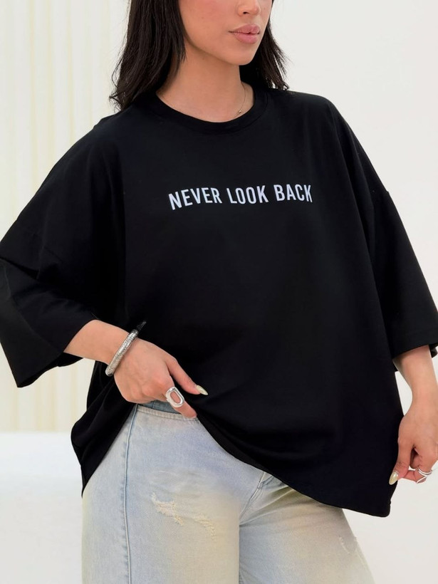 تیشرت باکسی زنانه و دخترانه طرح Never