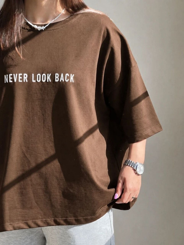 تیشرت باکسی زنانه و دخترانه طرح Never