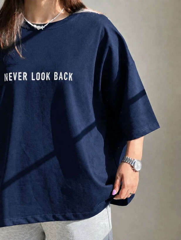 تیشرت باکسی زنانه و دخترانه طرح Never