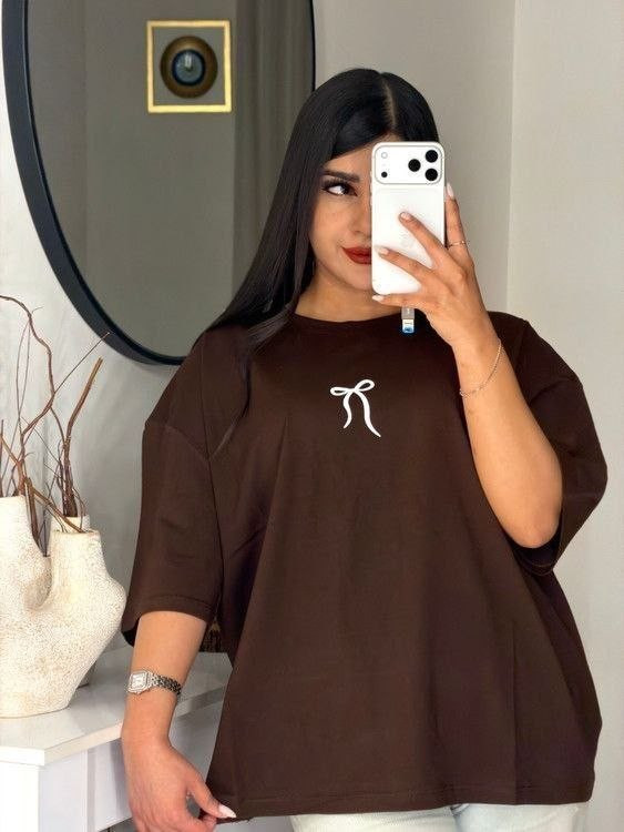 تیشرت باکسی زنانه و دخترانه طرح پاپیون